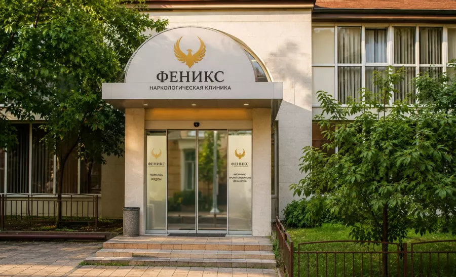 Вход в наркологическую клинику «Феникс» в Красновишерске